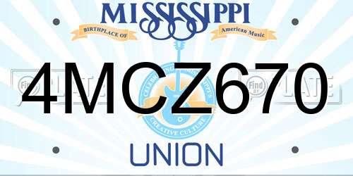 4MCZ670 Mississippi License Plate