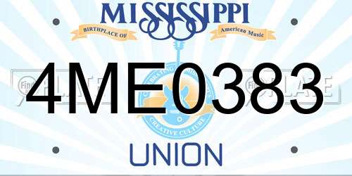 4ME0383 Mississippi License Plate