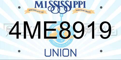 4ME8919 Mississippi License Plate