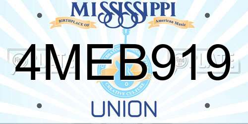 4MEB919 Mississippi License Plate