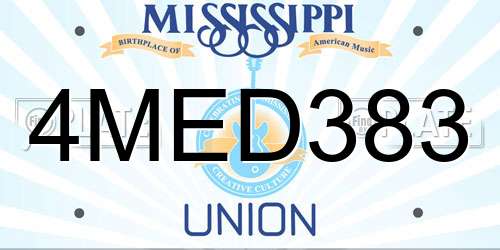 4MED383 Mississippi License Plate