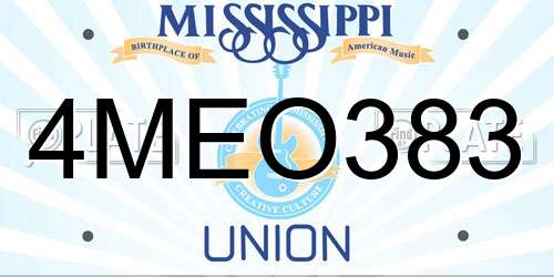 4MEO383 Mississippi License Plate