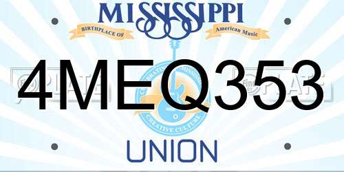 4MEQ353 Mississippi License Plate