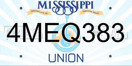 4MEQ383 Mississippi License Plate