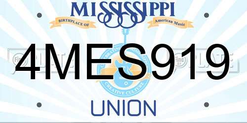 4MES919 Mississippi License Plate