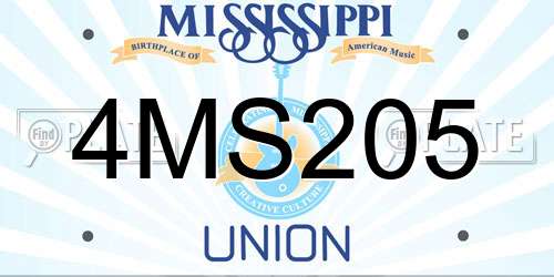 4MS205 Mississippi License Plate