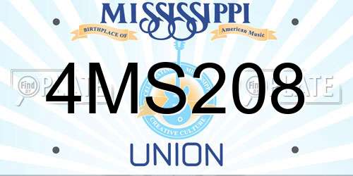 4MS208 Mississippi License Plate