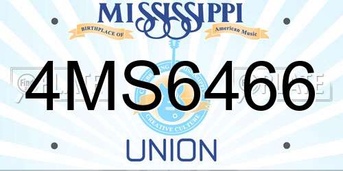 4MS6466 Mississippi License Plate