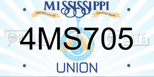 4MS705 Mississippi License Plate