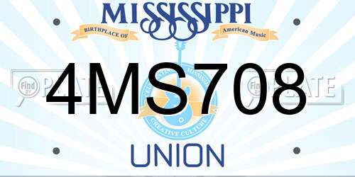 4MS708 Mississippi License Plate