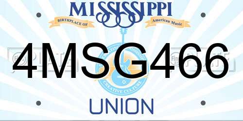 4MSG466 Mississippi License Plate