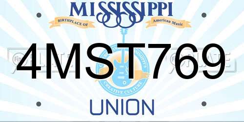 4MST769 Mississippi License Plate