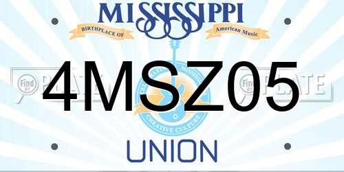 4MSZ05 Mississippi License Plate