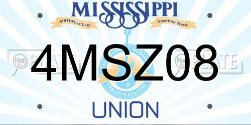 4MSZ08 Mississippi License Plate