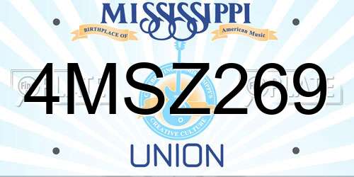 4MSZ269 Mississippi License Plate