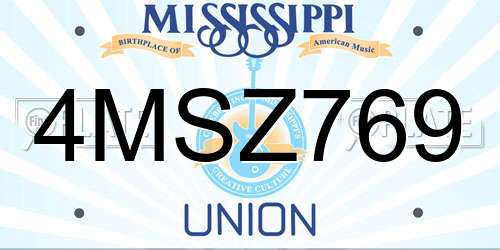 4MSZ769 Mississippi License Plate
