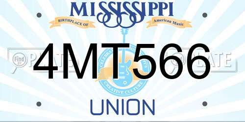 4MT566 Mississippi License Plate