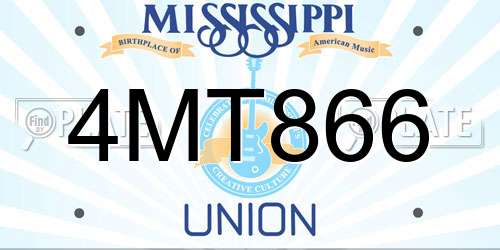 4MT866 Mississippi License Plate