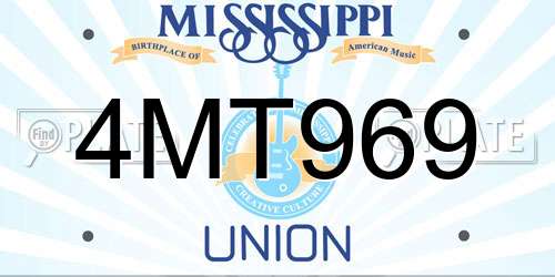 4MT969 Mississippi License Plate