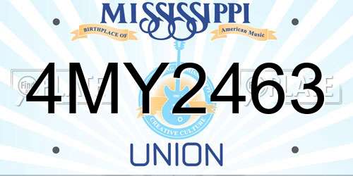 4MY2463 Mississippi License Plate