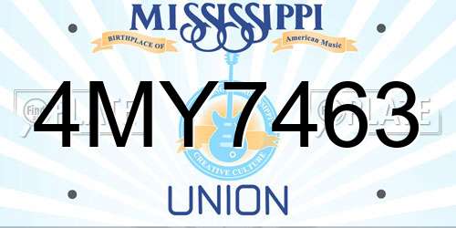 4MY7463 Mississippi License Plate