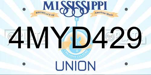 4MYD429 Mississippi License Plate