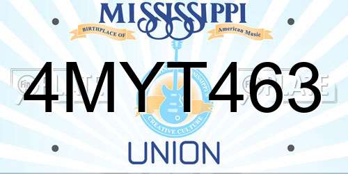 4MYT463 Mississippi License Plate