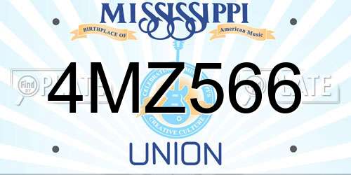 4MZ566 Mississippi License Plate