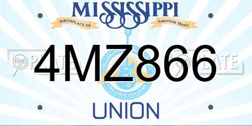 4MZ866 Mississippi License Plate