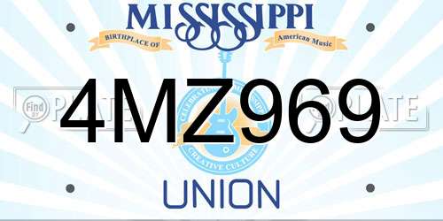 4MZ969 Mississippi License Plate