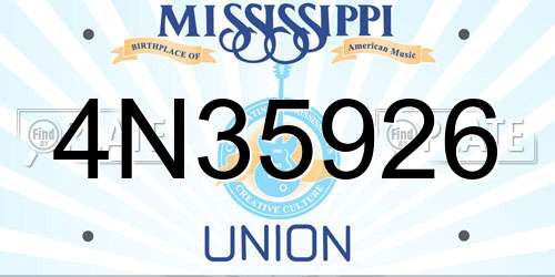 4N35926 Mississippi License Plate