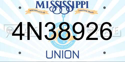 4N38926 Mississippi License Plate
