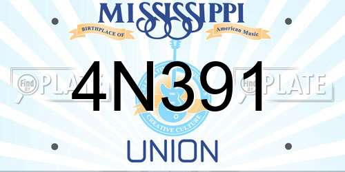 4N391 Mississippi License Plate