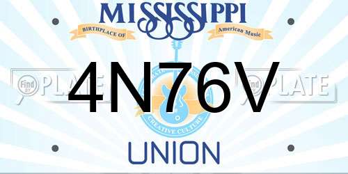 4N76V Mississippi License Plate