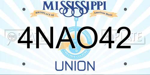 4NAO42 Mississippi License Plate