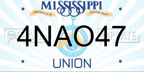 4NAO47 Mississippi License Plate