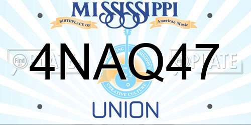 4NAQ47 Mississippi License Plate