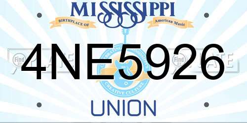 4NE5926 Mississippi License Plate