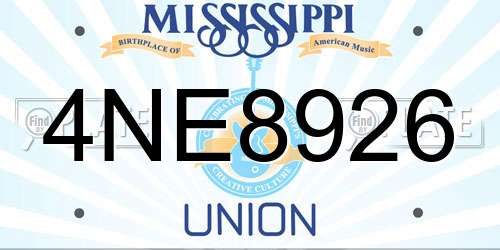 4NE8926 Mississippi License Plate