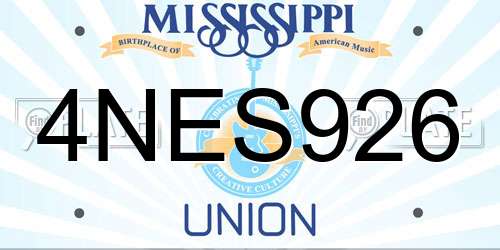 4NES926 Mississippi License Plate