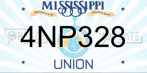 4NP328 Mississippi License Plate
