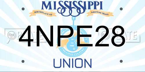 4NPE28 Mississippi License Plate