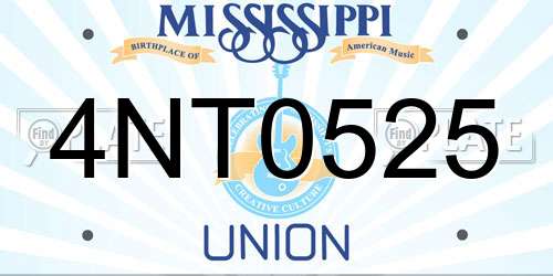 4NT0525 Mississippi License Plate