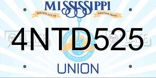 4NTD525 Mississippi License Plate