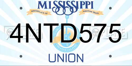 4NTD575 Mississippi License Plate