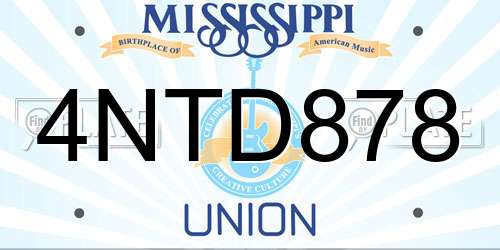 4NTD878 Mississippi License Plate