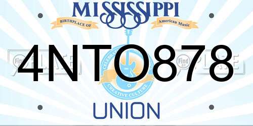 4NTO878 Mississippi License Plate