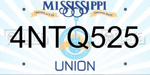 4NTQ525 Mississippi License Plate