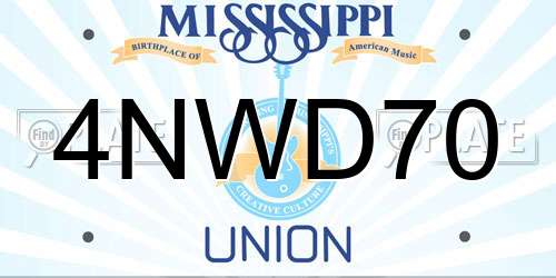 4NWD70 Mississippi License Plate
