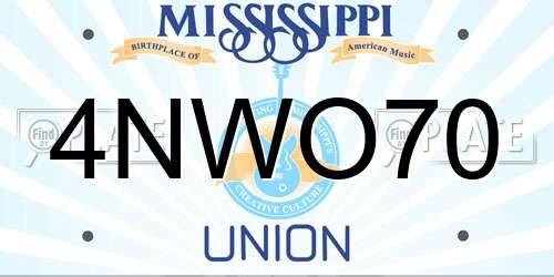 4NWO70 Mississippi License Plate